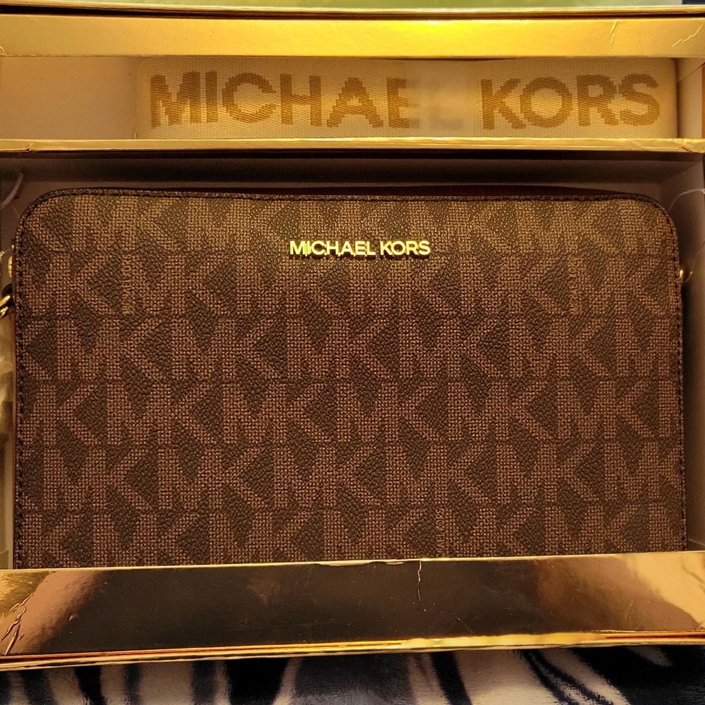 Michael Kors Crossbody Bag with Monogram Pattern with Guitar Strap